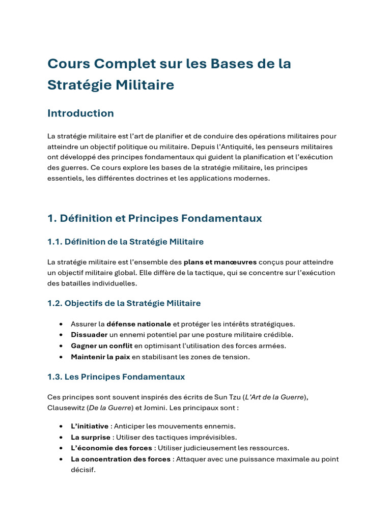 Bases de la Stratégie Militaire | PDF | Tactiques militaires ...