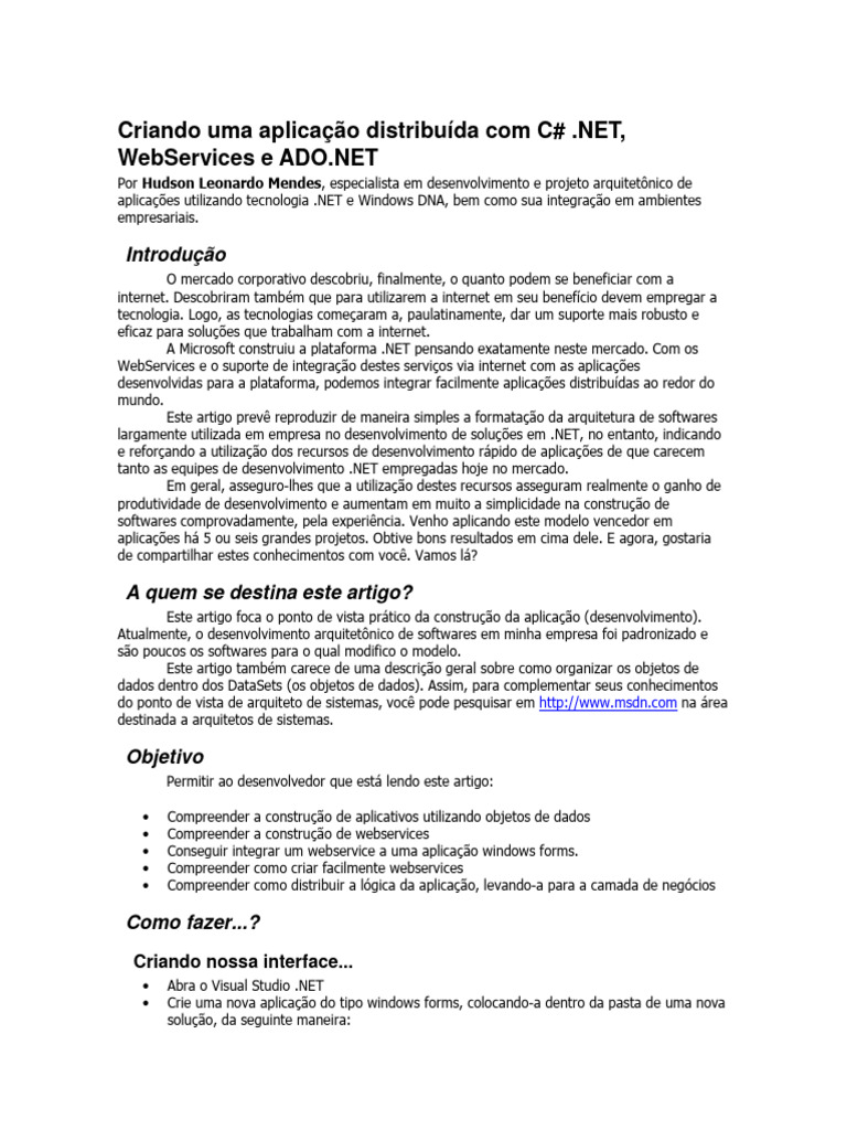 Aplicação Distribuída com C# e ADO.NET | PDF | Engenharia de Software ...