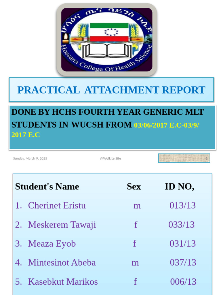 Practical Attachment Report for MLT Students | PDF | Medical Specialties