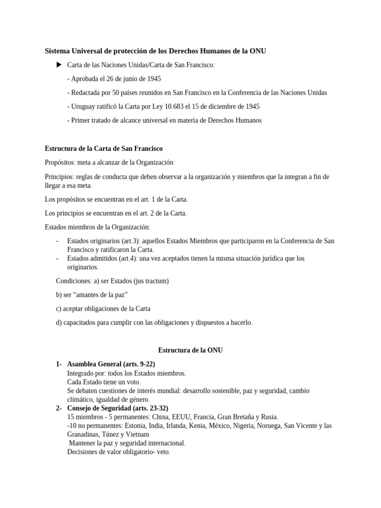 Sistema Universal de Protección de Los Derechos Humanos de La ONU | PDF ...