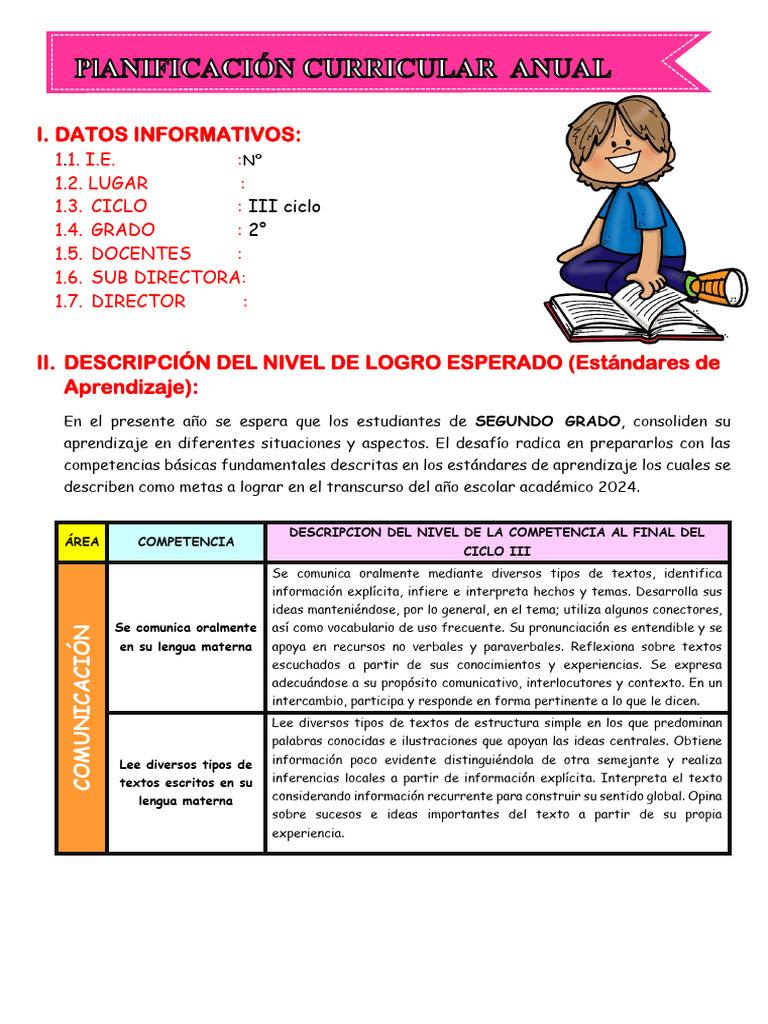 PLAN CURRICULAR ANUAL 2° GRADO 2024 - Yuliana | PDF | Longitud ...