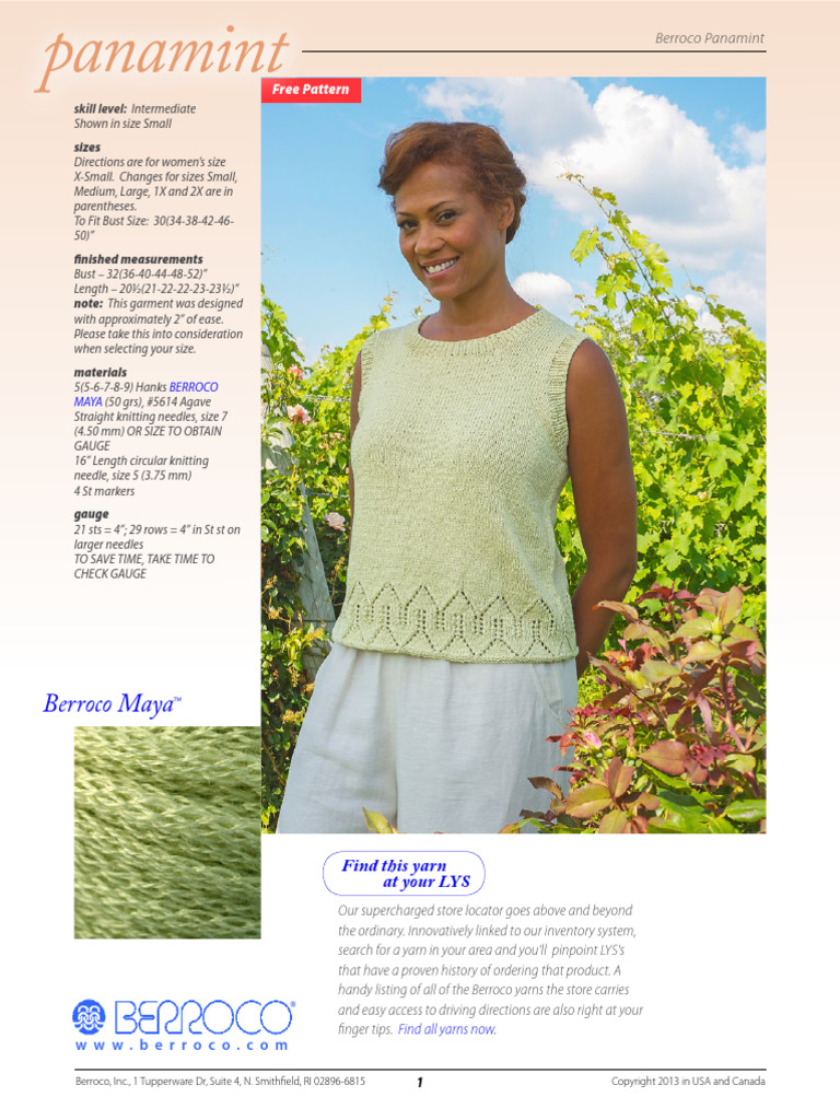 Berroco Panamint Knitting Pattern | PDF | Knitting | Crochet