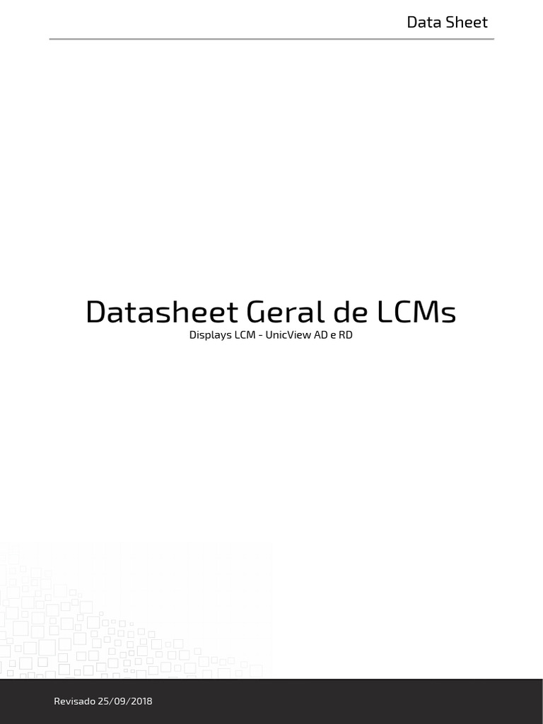 Características dos LCMs UnicView | PDF | USB | Hardware de computador