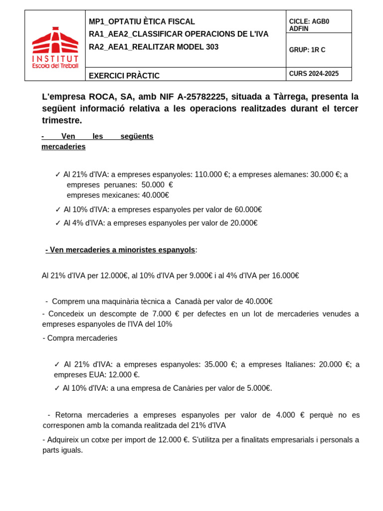 Exercici Model 303 | PDF