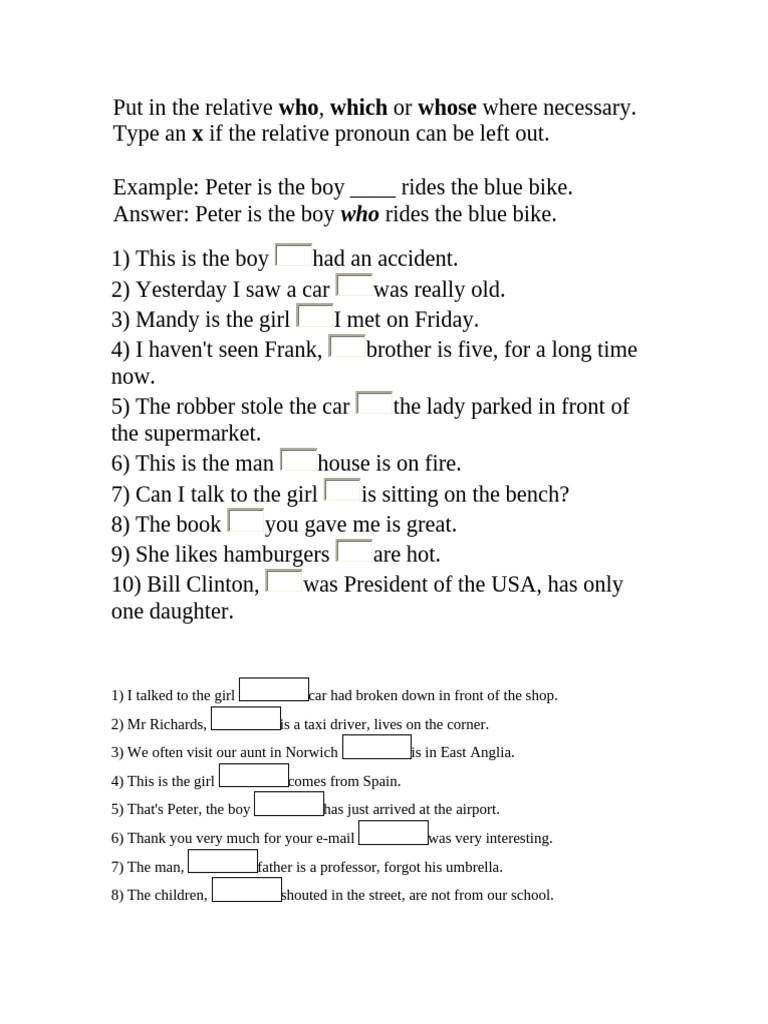 Exercise Rel-Pronoun Net | PDF