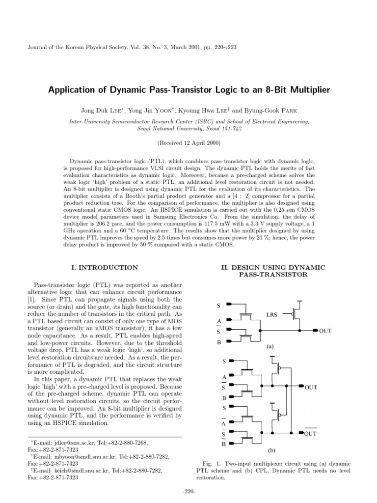 Dynamic PTL for 8-Bit Multiplier Design | PDF | Computers