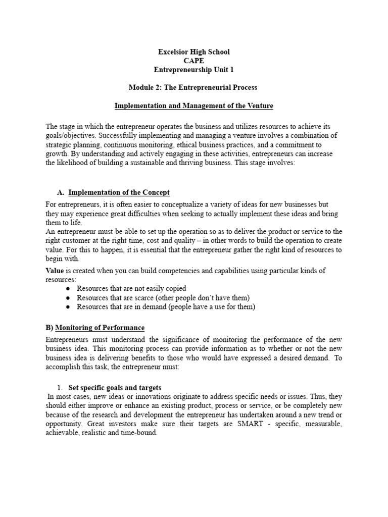 Implementation and Management of Venture Notes | PDF | Entrepreneurship ...