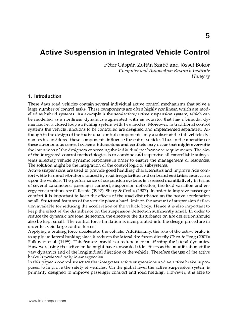 Integrated Control of Active Suspension Systems | PDF | Control Theory ...