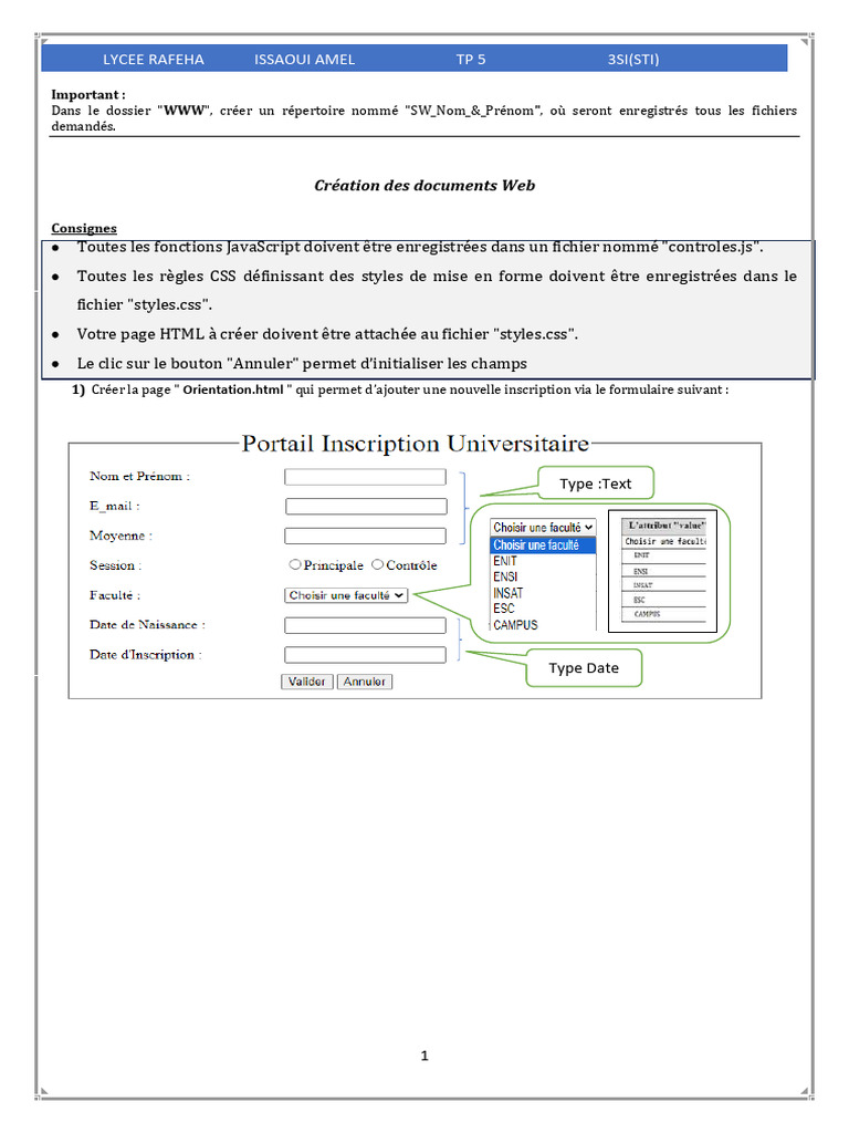 Formulaire d'Inscription Universitaire | PDF | Html | JavaScript