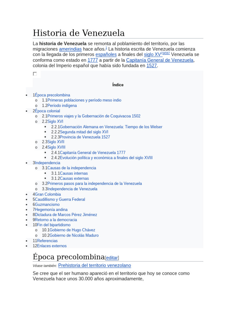 Historia de Venezuela: Desde sus Orígenes | PDF | Venezuela