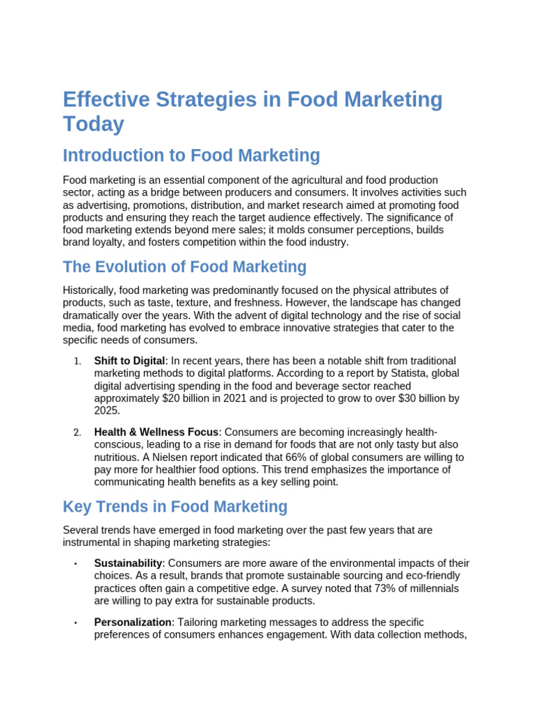 Effective Strategies in Food Marketing Today | PDF | Brand | Marketing