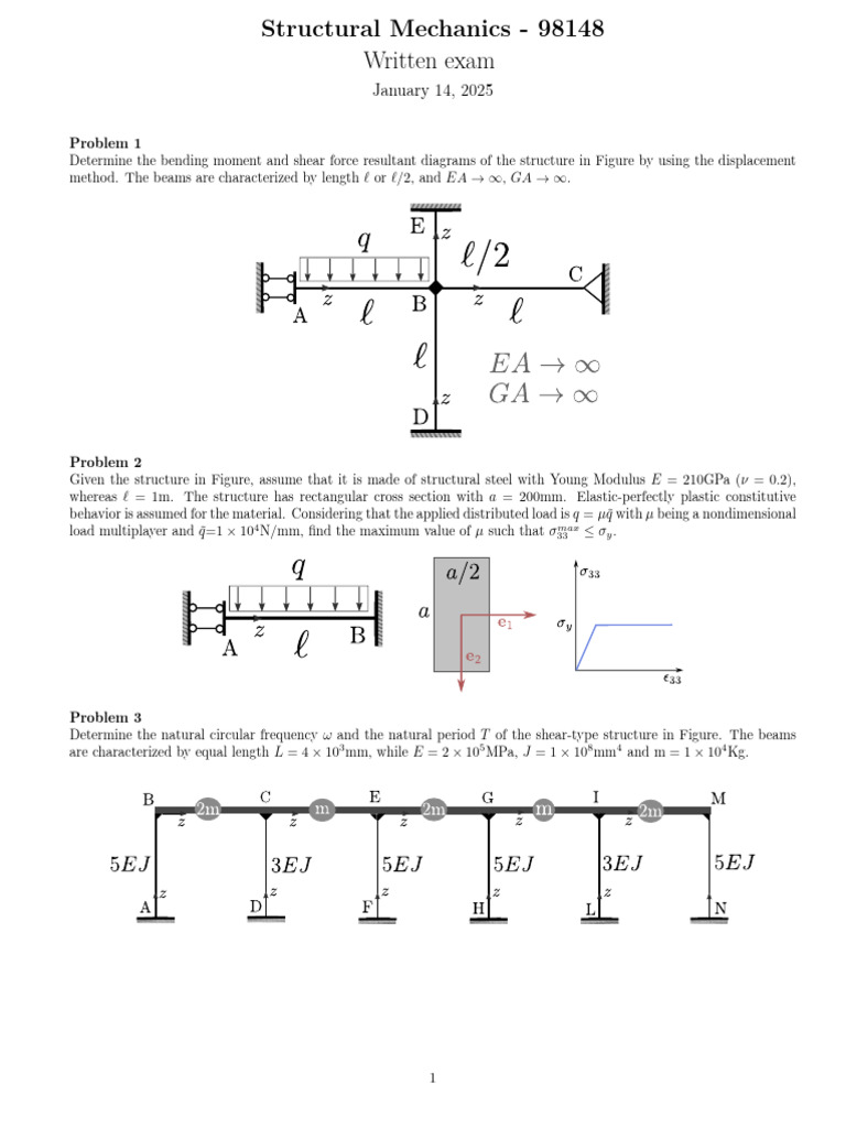 Structural Mechanics Exam Problems | PDF