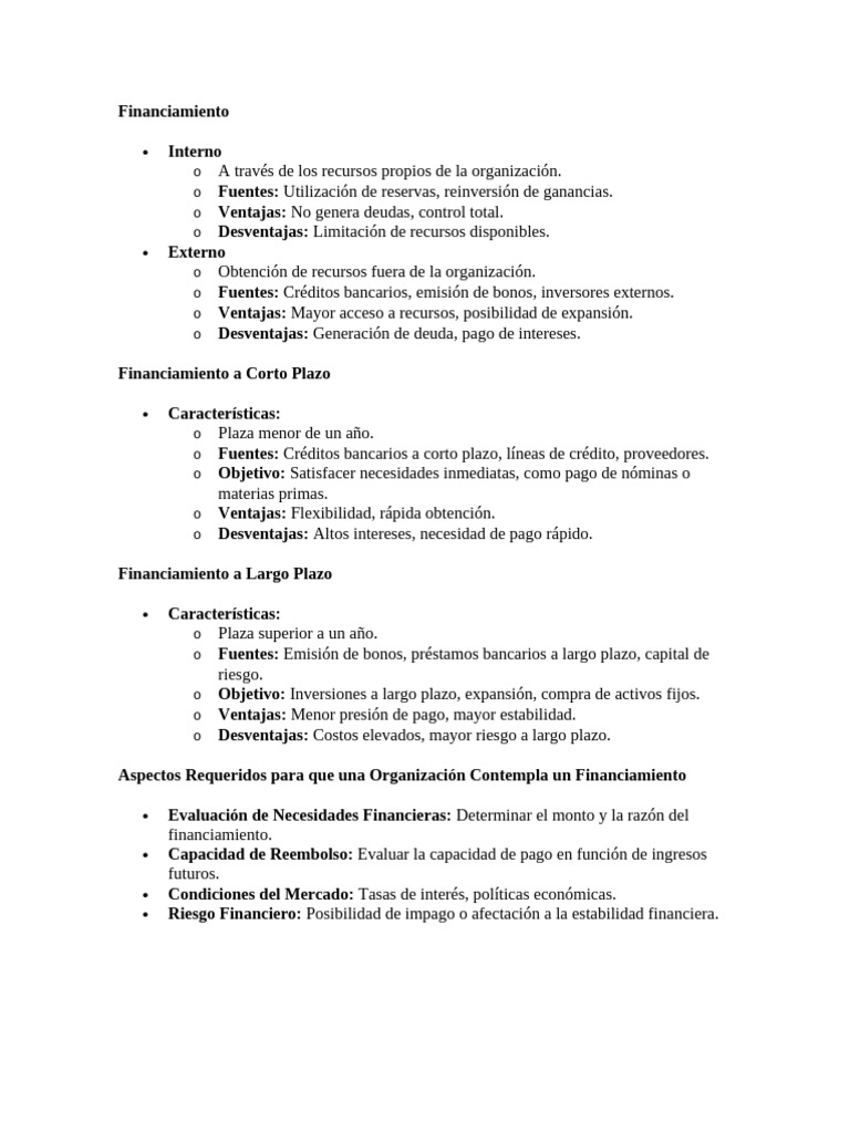 Tipos y Fuentes de Financiamiento Empresarial | PDF | Préstamos | Inflación