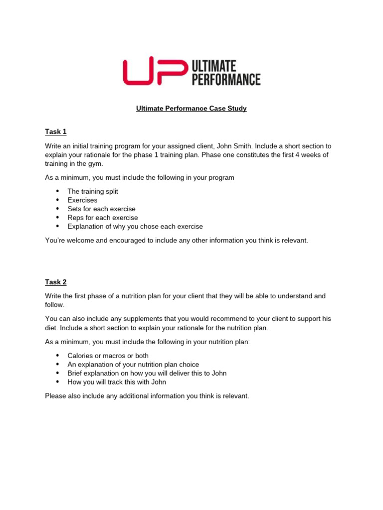 Ultimate Performance Case Study 2 | PDF | Dieting | Weight Training