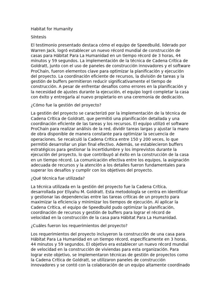 Habitat For Humanity | PDF | Planificación | Software