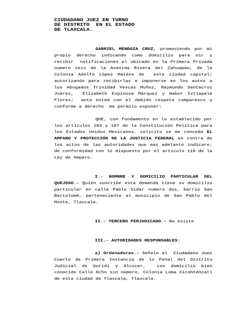 Amparo contra orden de aprehensión en Tlaxcala | PDF | Debido al ...