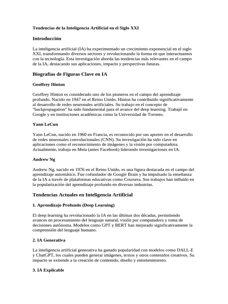 Tendencias de la Inteligencia Artificial en el Siglo XXI | PDF ...