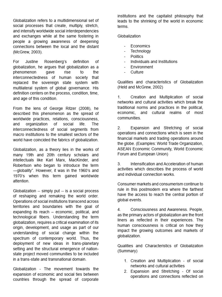 Understanding Globalization Dynamics | PDF | Globalization | Liberalism