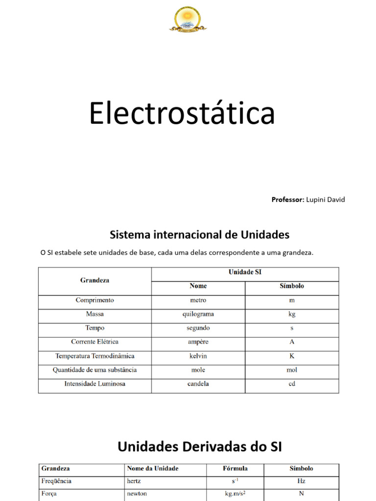 Aula 01 Electrostática | PDF | Corrente elétrica | Rede elétrica