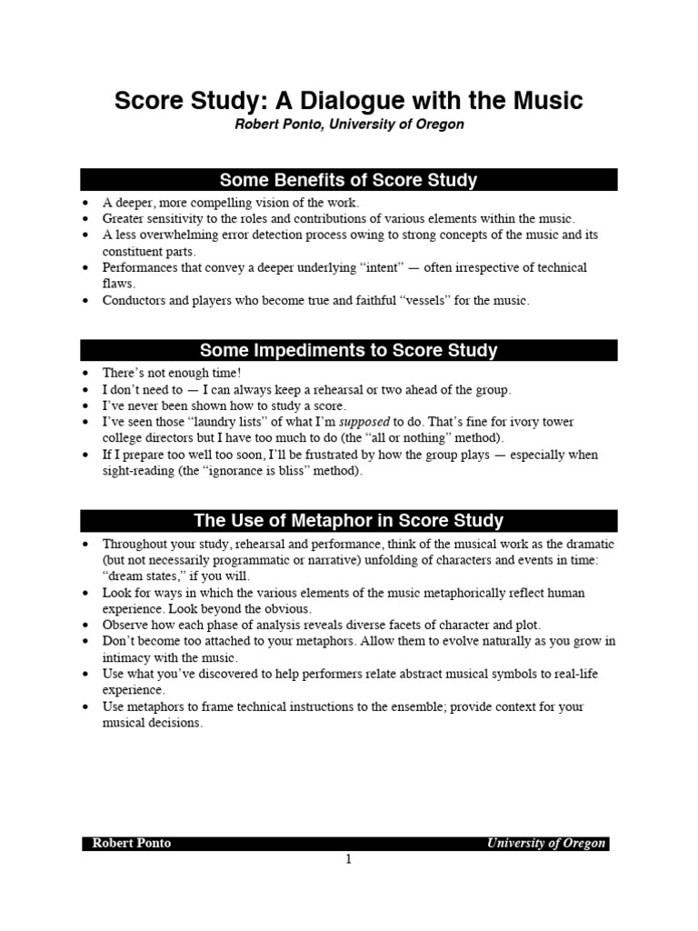Benefits and Techniques of Score Study | PDF