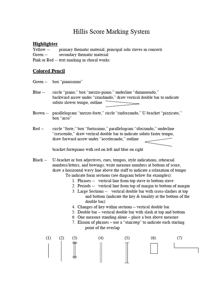 Hillis Score Marking Guide | PDF | Musical Notation | Musical Compositions