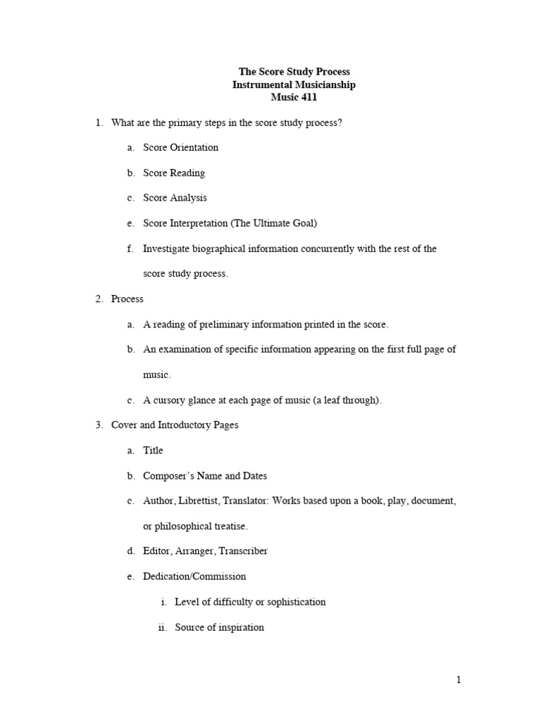 Score Study Process for Musicians | PDF | Melody | Performing Arts
