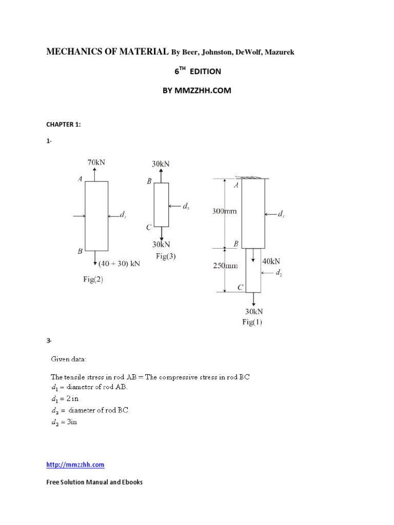 Mechanics of Material 6 Edition: by Beer, Johnston, Dewolf, Mazurek | PDF