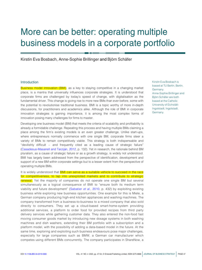 Managing Multiple Business Models | PDF | Strategic Management ...