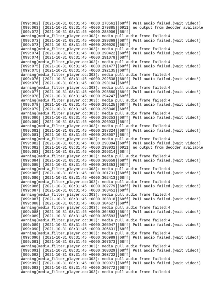 Audio Pull Failure Log Analysis | PDF | Display Technology | Multimedia