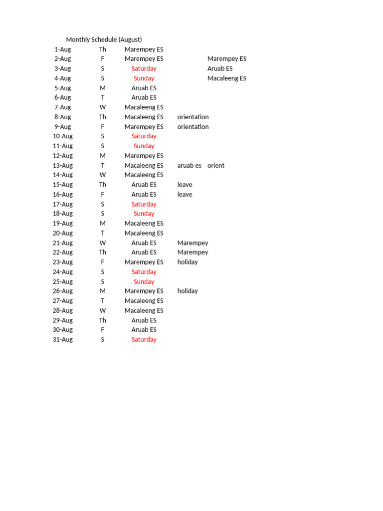 Work Schedule | PDF