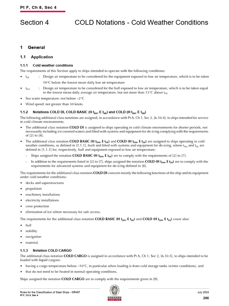 Pt F, Ch 8, Sec 4 - COLD Notations - Cold Weather Conditions | PDF ...