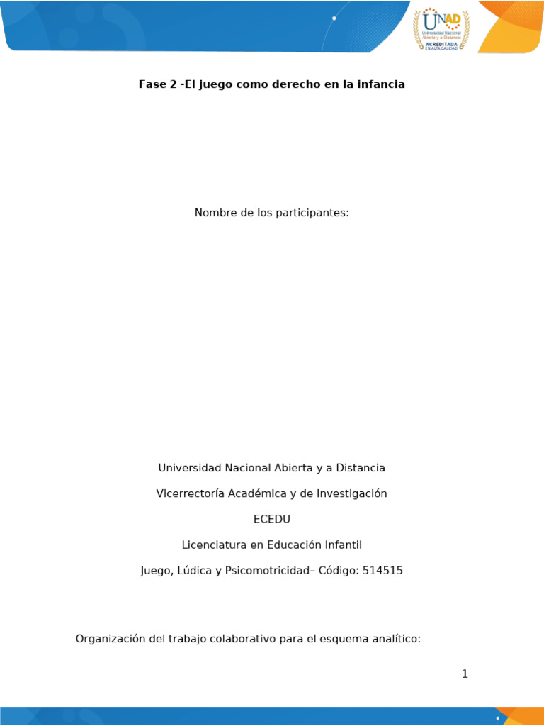 Anexo Fase 2 - El Juego Como Derecho en La Infancia | PDF | Aprendizaje