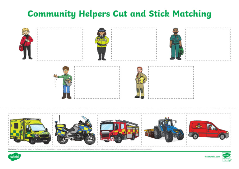 t t 17311 Community Helpers Cut and Stick Matching Activity Ver 2 | PDF
