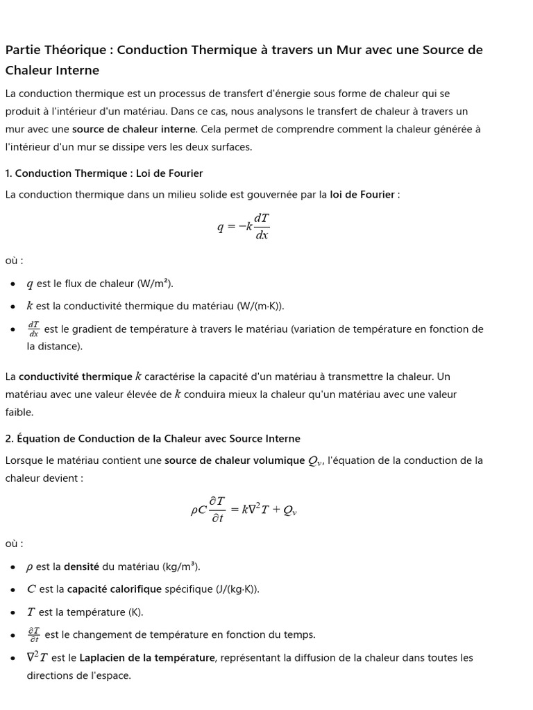 Conduction thermique et source interne PDF Chaleur Conduction — free download
