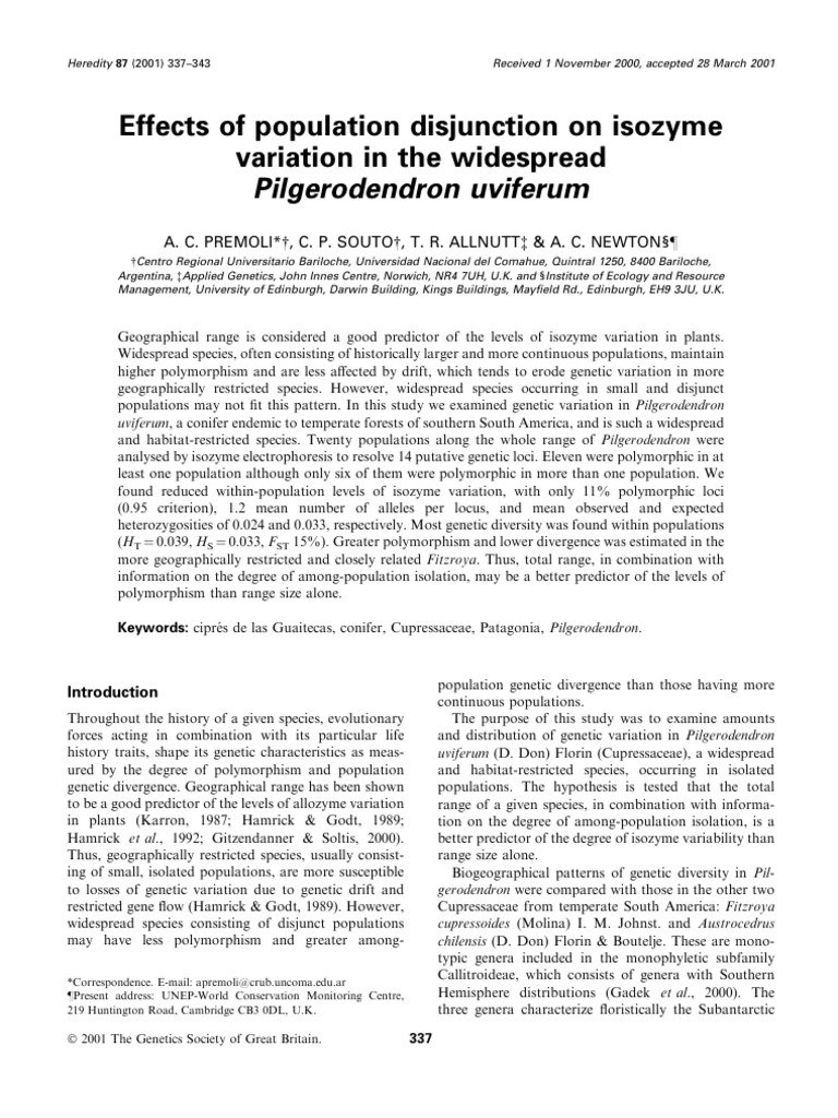 Effects of Population Disjunction On Isozyme | PDF | Polymorphism ...