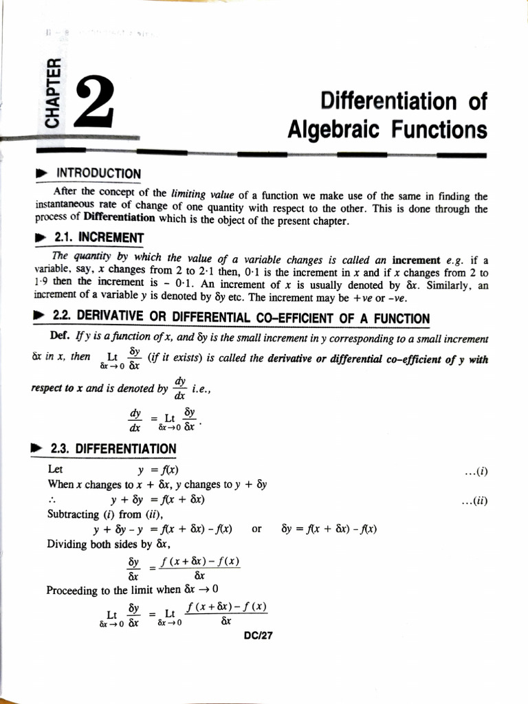 Differentiation of Functions Explained | PDF | Derivative | Tangent