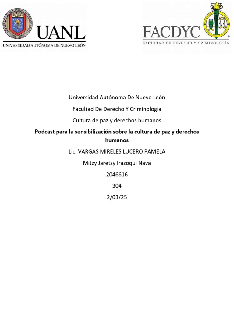 Podcast sobre Cultura de Paz y Derechos Humanos | PDF | Derechos ...