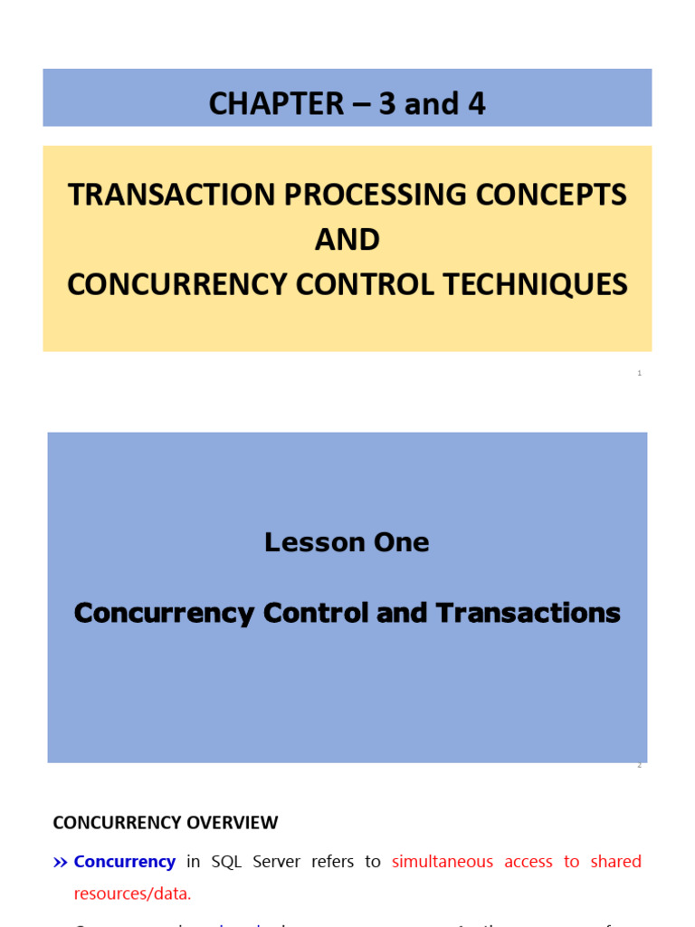 Concurrency Control in SQL Server | PDF | Database Transaction | Acid