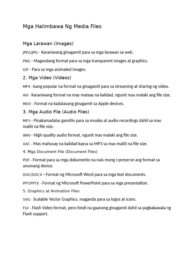 Mga Halimbawa NG Media Files | PDF