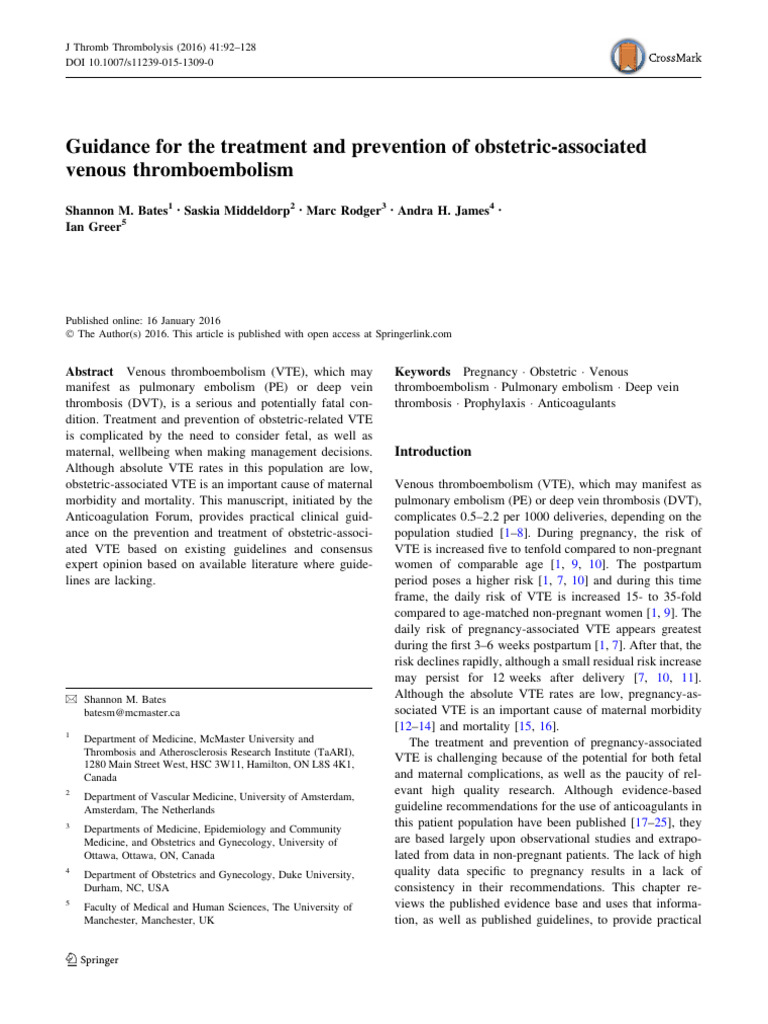 Guidance For The Treatment and Prevention of Obstetric-Associated | PDF ...