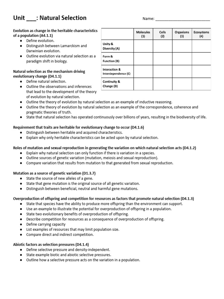 Natural Selection and Evolution Overview | PDF | Natural Selection ...