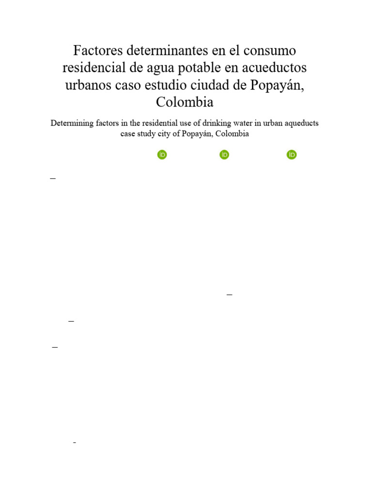 Factores que afectan el consumo de agua en Popayán | PDF | Análisis de ...