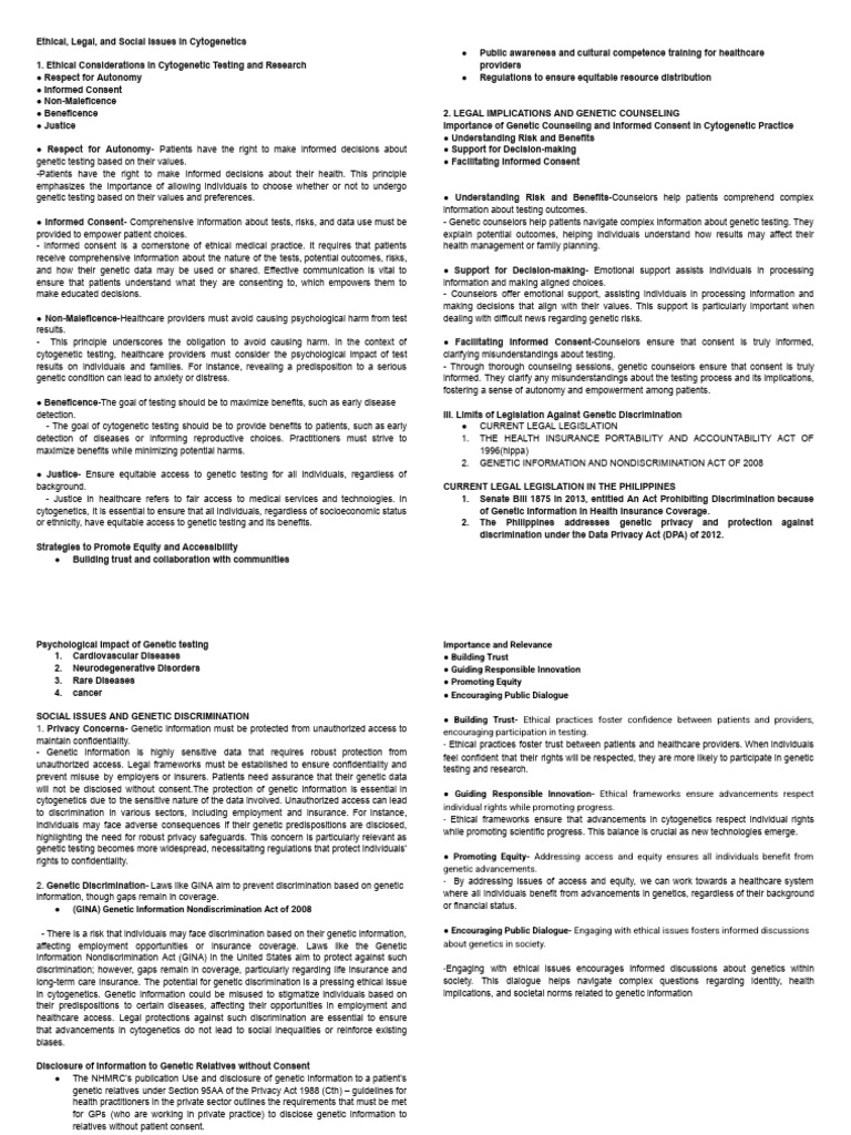 Cyto Topic 2 | PDF | Genetic Testing | Informed Consent