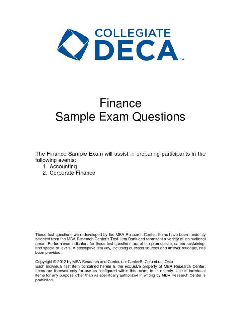 COL Finance Sample Exam | PDF | Mutual Funds | Investor