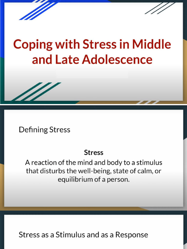 Coping With Stress in Middle and Late Adolescence | PDF