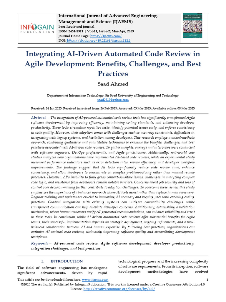 Integrating AI-Driven Automated Code Review in Agile Development ...