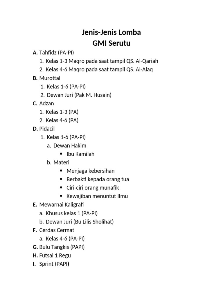 Jenis Lomba | PDF