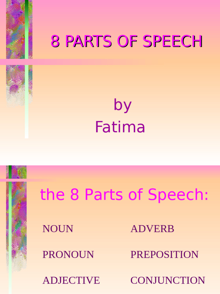 Grammar - 8 Parts of Speech | PDF | Part Of Speech | Noun