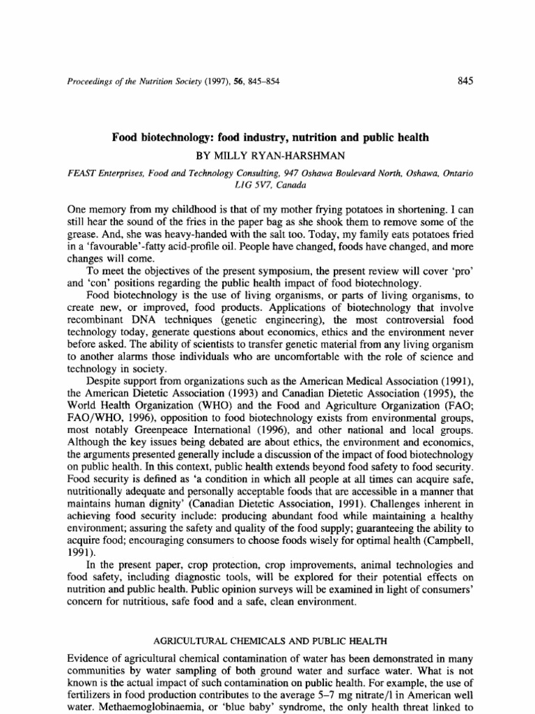Food Biotechnology: Impacts on Health | PDF | Foods | Agriculture
