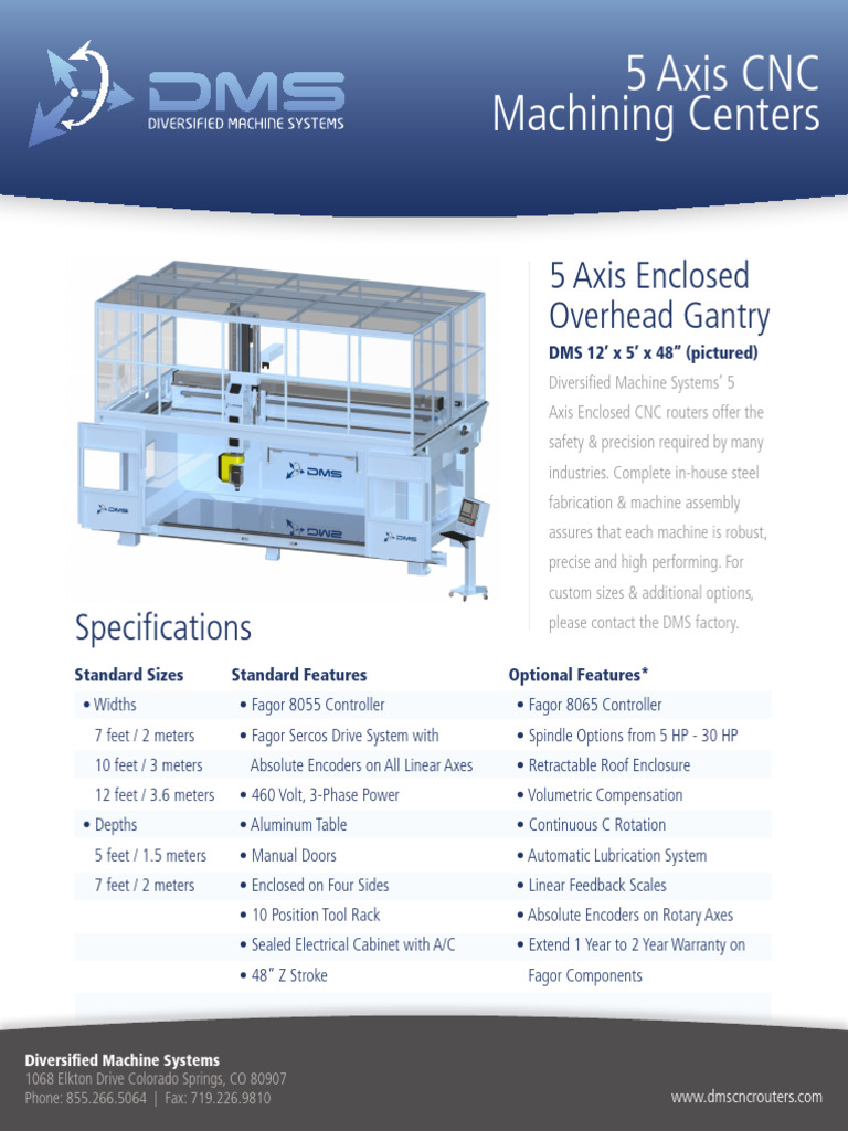 DMS 5-Axis Enclosed CNC Router | PDF | Numerical Control | Mechanical ...